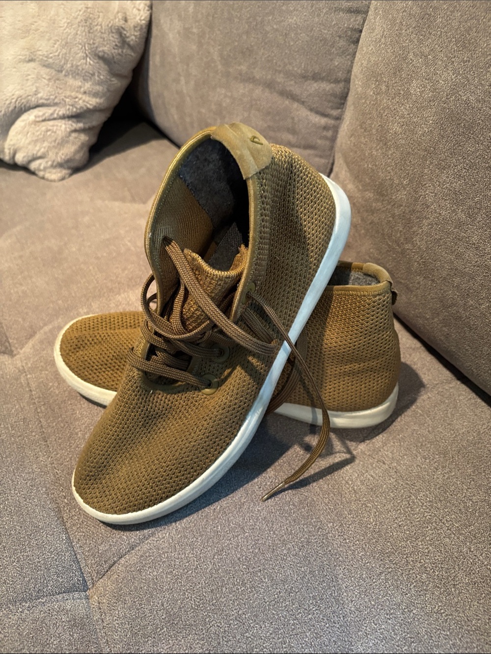 allbirds Men's High-Top Knit Sneakers - Brown with White Sole
